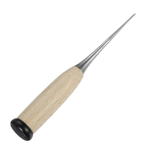HARFINGTON Handwork Sewing Awl Leather Punch Hole Tools with Wooden Handle Scratch for Broken Wire Make Mark Drilling Stitching Repair and DIY Handmade, Log Color