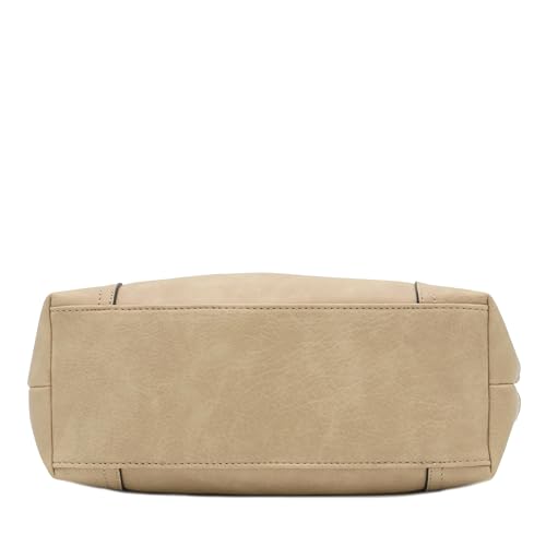 Hobo Shoulder Bag with Big Snap Hook Hardware - color: Taupe