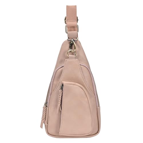 Antik Kraft Tasha Crossbody Sling | Vegan Leather Crossbody Bag for Women with 16-20" Strap | Sling Bags for Women - color: Rose