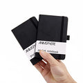 2Pack Pocket Notebook Small Notebook Journal Notebook 4 inches x 5.7 inches 200 Pages Leather Cover With Pen Holder Page Marker Ribbons(Black) - color: Black