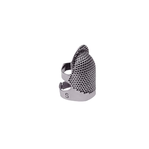 1 Pcs Adjustable Metal Sewing Thimble Finger Protector Open Top Ring Thimble Fingertip Shield for Quilting Embroidery Hand Sewing Tool(Silver, S) - color: Silver|S