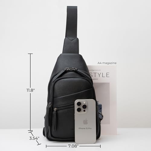 Alldaily Large Sling Bag for Women Crossbody Purse Leather Fashionable Trendy Chest Bag for Travel, Fanny Pack (Black) - color: Black