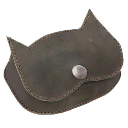 Hide & Drink, Cat Shape Wallet Handmade from Full Grain Leather - Dark Jade - color: Dark Jade