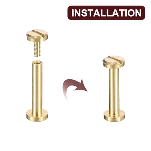uxcell 30Pack Brass Chicago Screws, 15x6mm Flat Head Screw Back Binding Post Nail Stud Rivets Fastener for DIY Leather Craft Belt Strap - size: 15x6mm
