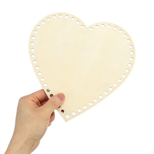 PATIKIL 8" x 8" Crochet Basket Bottom, 6Pcs Heart Shape Blank Crochet Knitting Wooden Base for DIY Craft Weaving Basket Making Supplies Home Decoration - size: 8" x 8"