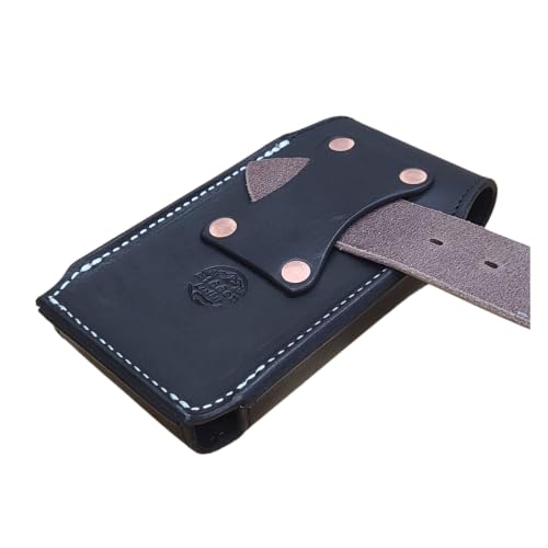 Custom Leather Phone Holster, Heavy Duty Belt Pouch Case with Snap Closure, EDC Waist Carry Cell Phone Sheath (Black) - color: Black