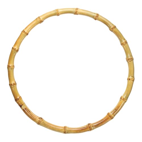 uxcell Bamboo Purse Handle, 9 Inch Round Handmade Rings Holders, Decorative Replacement Handle for Tote Bag, DIY Beach Summer Bag, Handbag Making Decorations, (Brown) - color: Brown, size: 8.7"