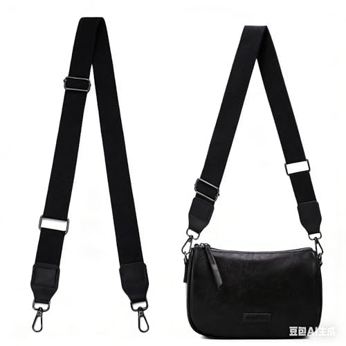 Purse Strap, 1.5" Cowhide Head Wide Shoulder Bag Strap Adjustable Replacement,Jacquard Embroidery Crossbody Bag Straps - color: Black02