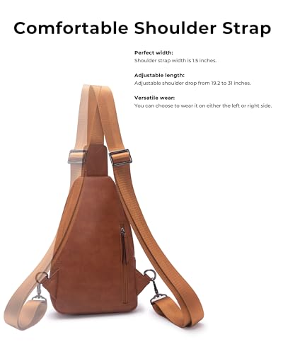 Alldaily Large Sling Bag for Women Crossbody Purse Leather Fashionable Trendy Chest Bag for Travel, Fanny Pack (Brown) - color: Brown