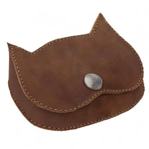 Hide & Drink, Cat Shape Wallet Handmade from Full Grain Leather - Single Malt Mahogany - color: Single Malt Mahogany