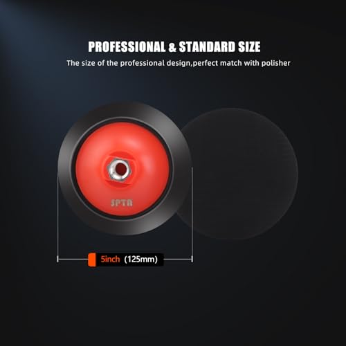 SPTA 2Pcs RO Rotary Flexible Backing Plate, Hoop-and-Loop Face PU Soft Backing Pad Used On Rotary Polisher Sander for Sanding Polishing Buffing Finishing (5/8"-11 Thread, Orange, 5Inch (125mm)) - size: 5Inch (125mm), style: 5/8"-11 Thread