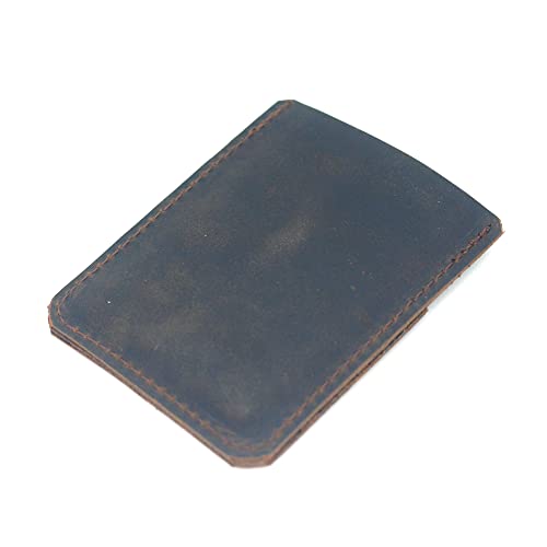 Front Pocket Card Case Slim Wallet Card Holder for Men & Women Minimalist Leather Wallet Card Holder Distressed Gifts - color: Darkbrown