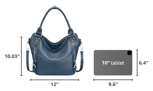 Genuine Leather Pueses for Women Large Hobo Bags Muti Pockets | Crossbody Tote Bags with Top Handles, Key Leash, Adjustable Straps for Shoulder/Handbags/Tote, Daily - color: 02-indigo Blue