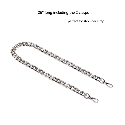 Xiazw Medium Size Fabulous Metal Shoulder Crossbody Purse Strap Replacement Bag Chain Accessories (26‘’, Silver) - color: Silver, size: 26 inches