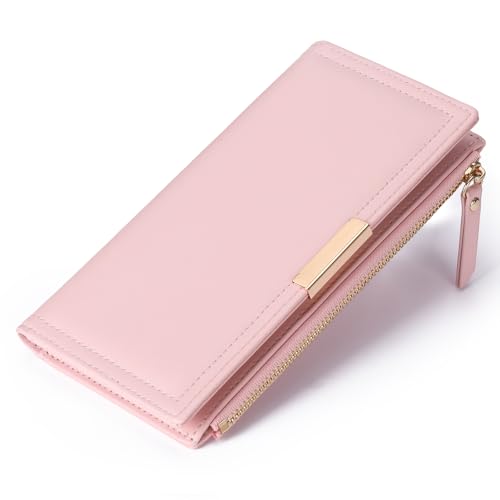 Slim Women's Wallet Ladies Credit Card Holder Bifold RFID Blocking - color: A06 Light pink