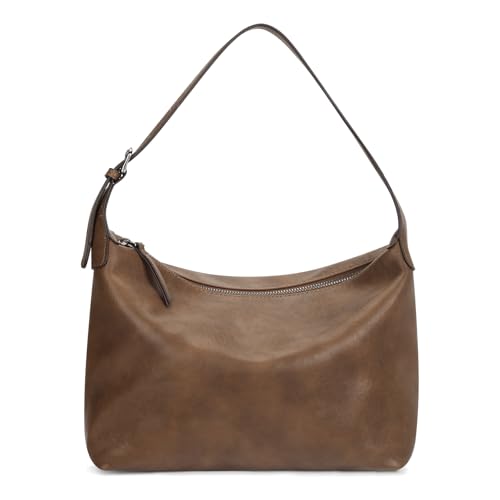 Genuine Leather Hobo Bags for Women Slouchy Shoulder Purses Crossbody Handbags with Adjustable Strap for Work Casual | Shoulder Bag - color: Brown