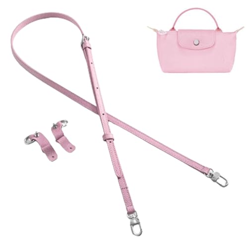 Purse Straps Replacement, Leather Handbag Crossbody Shoulder Strap Kit Adjustable for Mini Longcamp Tote Bag Women - color: SakuraPink