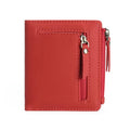 GOIACII Small Women's Wallet Compact Bifold Credit Card Holder Mini Ladies Purse with 2 Zipper Coin Pockets - color: D02 Red