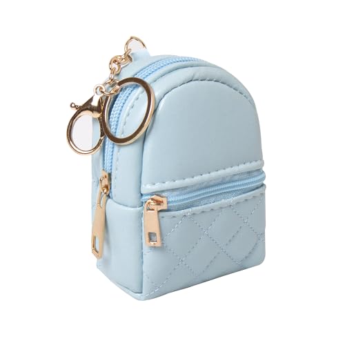 Mini Backpack Cute Cosmetic Bag for Women, Creative Cute Pendant Keychain Key-chains Keyrings PU Leather Makeup Bag Key Lipstick Card Holder Data Cable Organizer Zipper Pouch - color: Blue