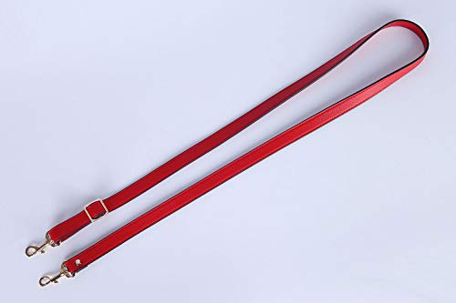 VanEnjoy Full Grain Leather Adjustable Replacement Cross Body Purse Shoulder Strap, 0.7” Width, Adjustable Length 25”-51” (Red) - color: Red