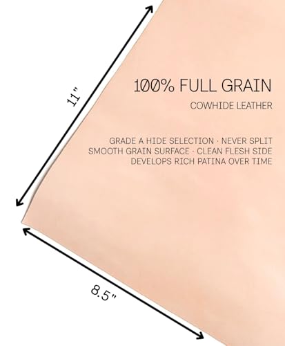 Premium Natural Vegetable Tanned Tooling Leather 5-6 oz (2.0–2.4mm) Pre-Cut Full Grain Grade A Cowhide for DIY Projects, Stamping, Carving, Dyeing, Molding - color: (5-6 Oz) Veg Tan 1 Piece, size: 8.5'' x 11''