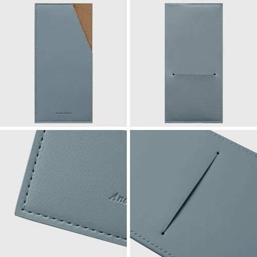PU Leather Card & Cash Envelope for Travel and Budgeting Fog Blue | Reusable Money Holder, Stylish Leather Money Envelope - color: Fog Blue