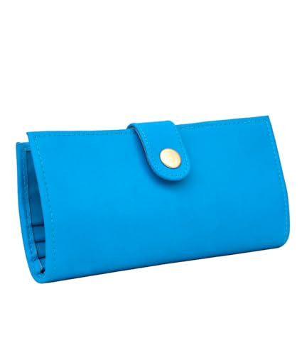 Women’s Genuine Leather Wallet – Slim Design with Secure Snap Multiple - Card Slots & Interior Zipper Pocket (Light Blue) - color: Light Blue