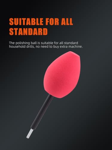 Wheel Rims Polisher, SPTA Polishing Ball, Polishing Cone, Metal Wheel Polishing Tool, Ball Buster Wheel and Rim Polisher System Attaches to Standard Household Drill - color: Red Oval Polishing Ball