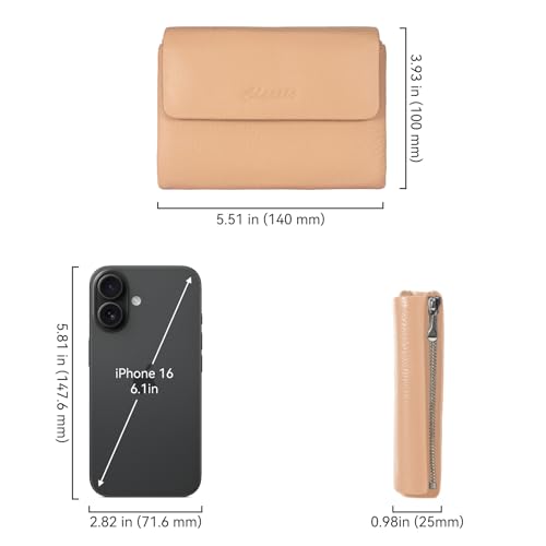 Women's Bifold Wallet, Genuine Leather, Magnetic, ID Window | Holds 10+ Cards, 2 Zip Coin Pockets, Pebbled Cowhide, Snap Closure, Large Capacity, Multiple Colors, Compact 5.5x3.9in - color: B-Light Pink
