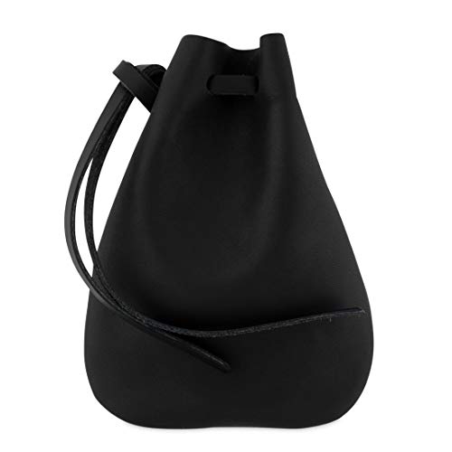Leather Drawstring Pouch, Coin Bag, Medicine Tobacco Pouch Medieval Reenactment Made in U.S.A. by Nabob Leather Size 5.75" x 4.25" - color: Black, style: Medium