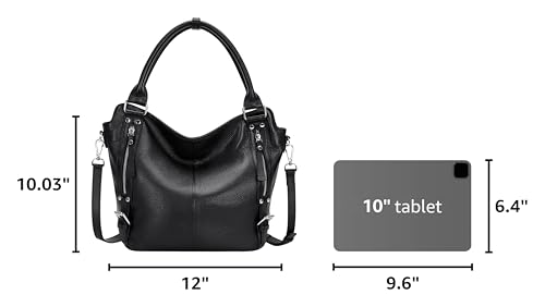 Genuine Leather Pueses for Women Large Hobo Bags Muti Pockets | Crossbody Tote Bags with Top Handles, Key Leash, Adjustable Straps for Shoulder/Handbags/Tote, Daily - color: 01-black