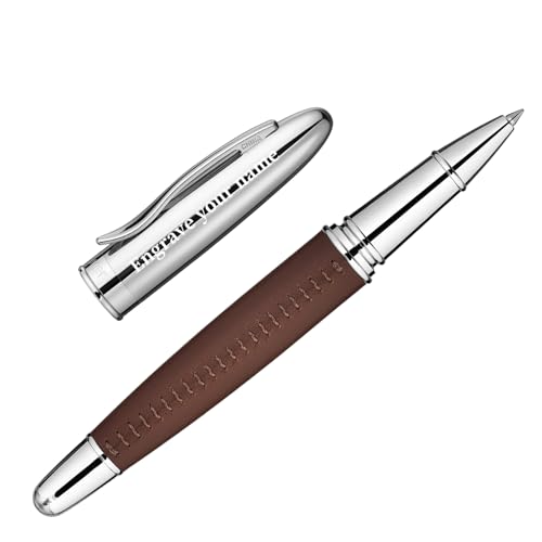 BEILUNER 318 Luxury Personalized Leather Pen, Hand-Stitched Premium Leather, Chrome-Plated Finish, Smooth Black Refill, Fancy Rollerball Gift Set for Men & Women, Executive Writing, Nice Designer pen - color: ,Brown(Personalized)