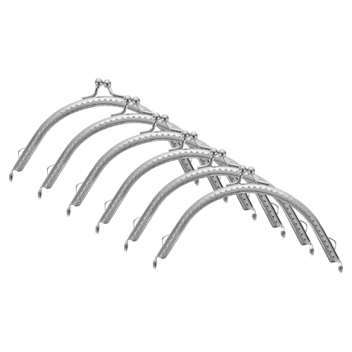 uxcell 6 Pcs Metal Purse Frame, 12.5cm/4.9" Vintage Arch Kiss Lock Clasp Frame Embossed for Purse Making, Handled Bag, Coin Bag Clutch Bag, Frame Hardware Replacements (Silver) - size: 4.9"