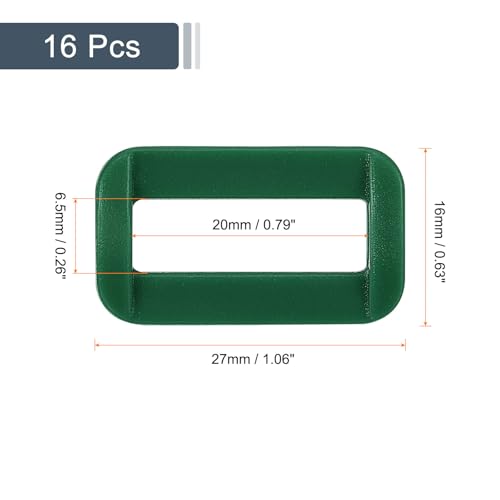 uxcell 16Pcs Plastic Rectangle Ring, Rectangle Slide Buckle, Webbing Belt Buckle Slide Loop for DIY Backpack Purse Strap - color: Dark Green, size: 1 1/2"