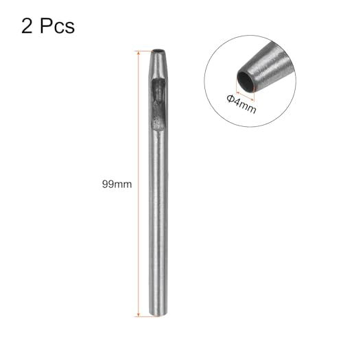 HARFINGTON 2pcs Hollow Punch for Leather 4mm Round Hole Punch Tool for Belt Puncher Carbon Steel Single Punch for Rubber Paper Fabric Plastic Soft Material Watch Belt Cut Leather Craft - size: 4mm