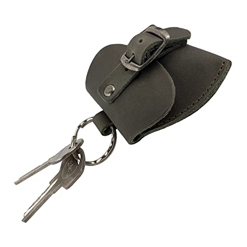 Hide & Drink, Tiny Purse Keychain Handmade from Full Grain Leather, Key Ring Pouch, Mini Bag, Cute Accessories :: Dark Jade - color: Dark Jade