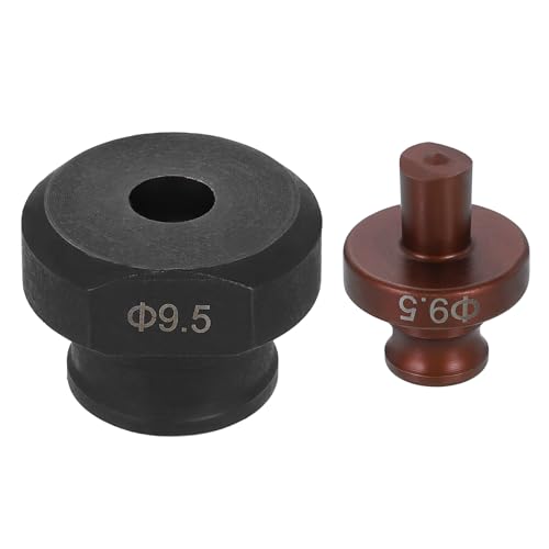HARFINGTON Hydraulic Hole Punch Die 9.5mm Round Hole 40Cr Steel Electric Punching Kit for MHP-20 JP-20 Electric Punching Machine, Burgundy & Black - size: 9.5mm