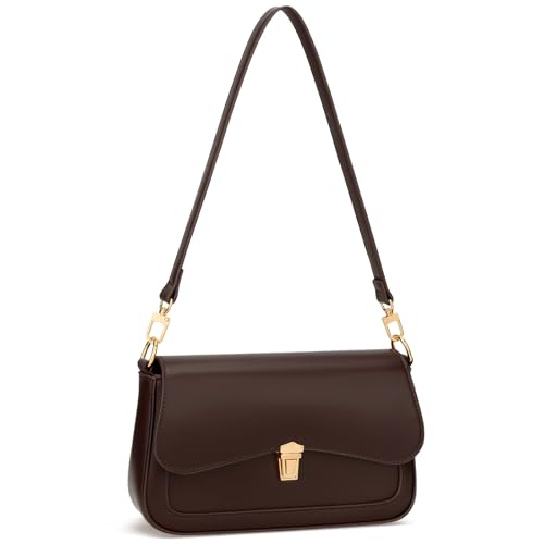 KKXIU Small Shoulder Bag for Women Cute Hobo Handbags Mini Clutch Purses | Classic Trendy Retro Underarm Crossbody Bag with Detachable Straps, Zipper Closure - color: Coffee