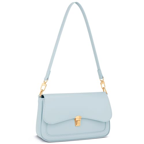 KKXIU Small Shoulder Bag for Women Cute Hobo Handbags Mini Clutch Purses | Classic Trendy Retro Underarm Crossbody Bag with Detachable Straps, Zipper Closure - color: Blue