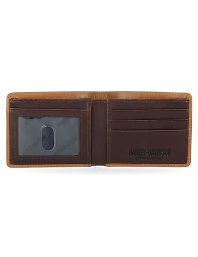 Harley-Davidson Men's Genuine Leather Rfid Blocking Wallet - color: Cognac (Indo Billfold)