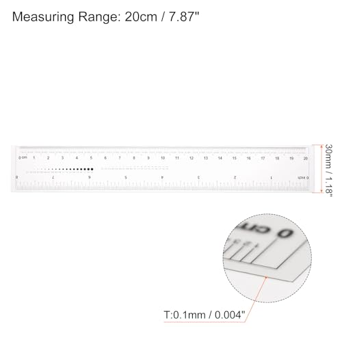HARFINGTON Flexible 8 Inch PET Plastic Folding Straight Ruler - 0.1mm Scale Transparent Measuring Tool - size: 20cm