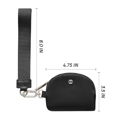 Mum's Memory Mini Zip Around Wristlet Wallets for Women -KeyChain Wallet with Detachable Dual Pouch Wristlet -Key Chain Coin Purse Small Wallets - color: Black