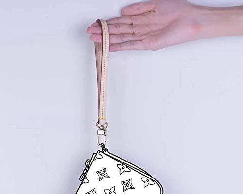 Replacement Hands-Free Wristlet Strap Vachetta Leather for Pochette Wallet and Clutch (Apricot)