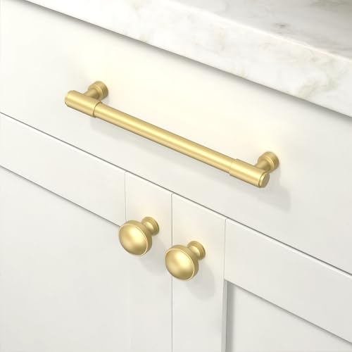 10 Pack Brushed Gold Cabinet Pulls 6.3 Inch(160mm) Kitchen Cabinet Handles Cabinet Hardware for Drawer Pulls - color: Brushed Gold, size: 6.3" Hole Center