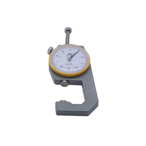 Dial Thickness Gauge 0-20mm | Precision Round Reading Indicator Measuring Tool with Flat Tips | Jewelry, Leather, Sheet Metal, Fabric, Paper Thickness Tester Tool