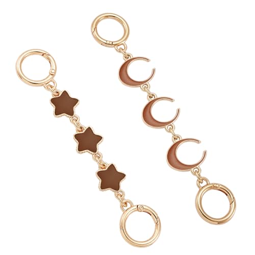 Purse Extender Chain Bag Extender Chain Purse Strap Extender Bag Chain Charms(Brown Star/Moon) - color: Brown(moon/Star)