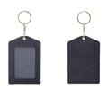 Genuine Real Leather ID Badge Holder, Top Grain Leather Vertical ID Holder with Gold Metal Keyring (Black) - color: 02 Id Holder - Black