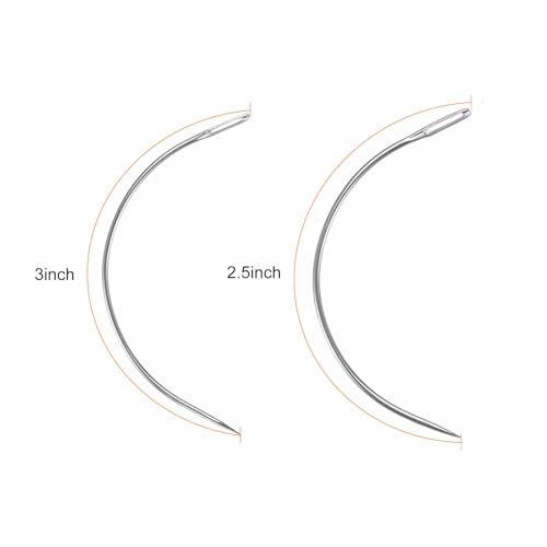 HARFINGTON 50Pcs Curved Needles 2. 5", 3" C Type Weaving Sewing Needles Wig Making Upholstery Big Eye for Carpet Leather Canvas Repairing Blocking Knitting - size: 2. 5", 3"