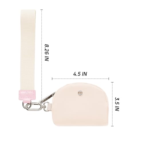 Mum's Memory Mini Zip Around Wristlet Wallets for Women -KeyChain Wallet with Detachable Dual Pouch Wristlet -Key Chain Coin Purse Small Wallets - color: Pink+White