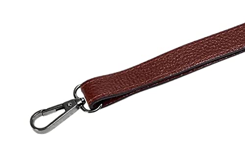 VanEnjoy Full Grain Genuine Leather Adjustable CrossBody Strap Replacement for Bag Purse, 0.7" Wide,26-51" Long - color: Brownish Red-grey Buckles